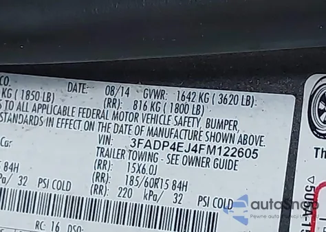 2015 Ford Fiesta Se из США, поврежденный, VIN 3FADP4EJ4FM122605